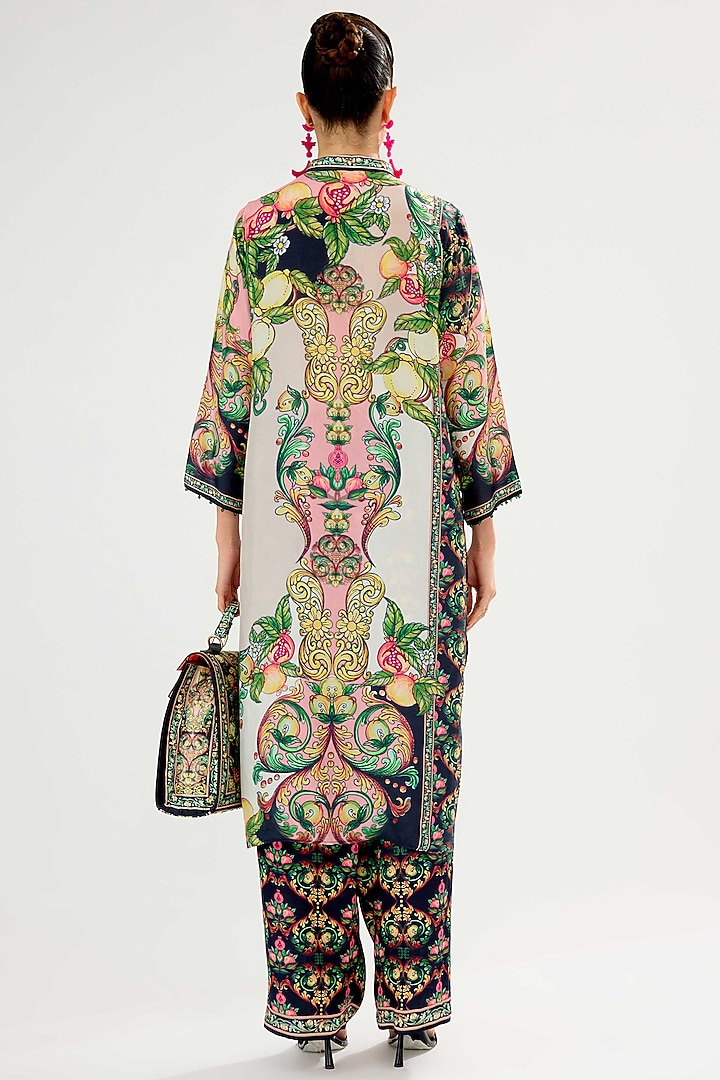 Ivory-Blush Silk High-Low Tunic by Rajdeep Ranawat at Pernia's Pop Up Shop