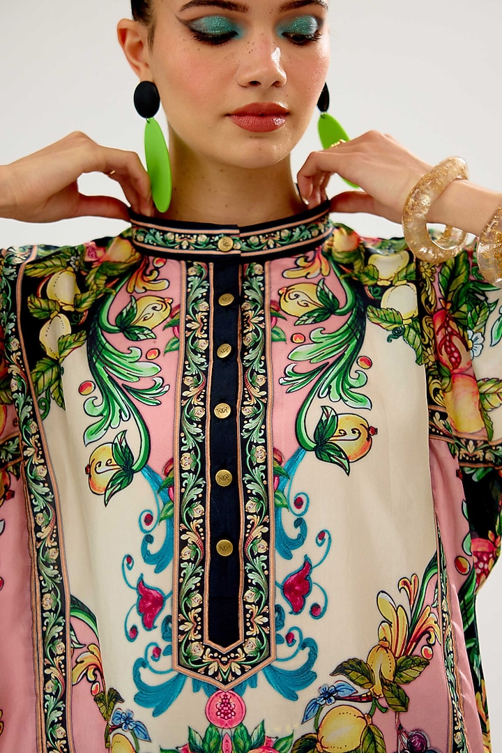 Ivory-Blush Silk Short Tunic by Rajdeep Ranawat at Pernia's Pop Up Shop