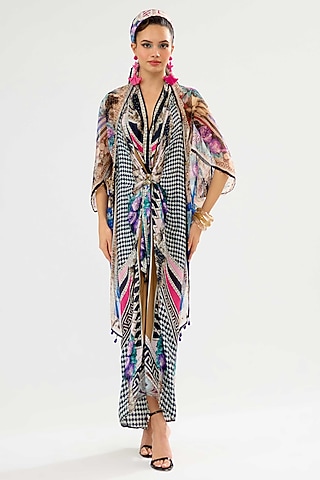 Multi-Colored Organza Printed Maxi Dress by Rajdeep Ranawat