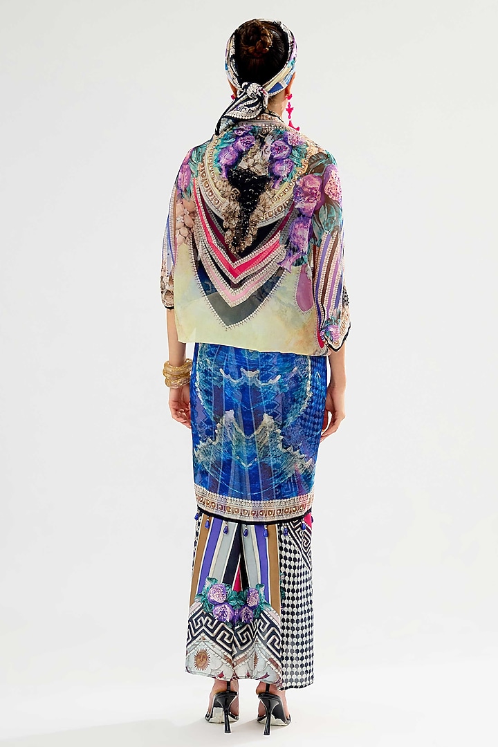 Multi-Colored Organza Printed Maxi Vacation Dress by Rajdeep Ranawat at Pernia's Pop Up Shop