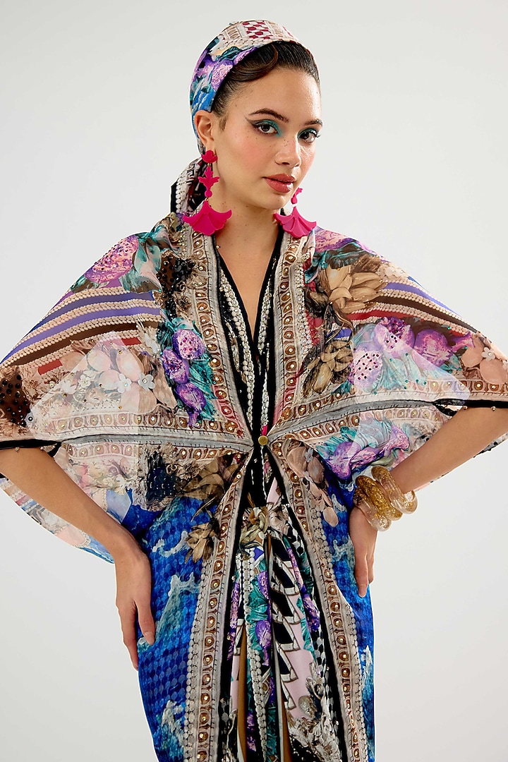 Multi-Colored Organza Printed Maxi Vacation Dress by Rajdeep Ranawat at Pernia's Pop Up Shop