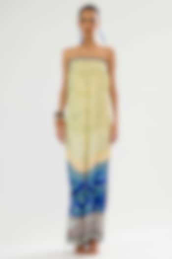 Vanilla & Blue Bamberg Crepe Printed Jumpsuit by Rajdeep Ranawat at Pernia's Pop Up Shop