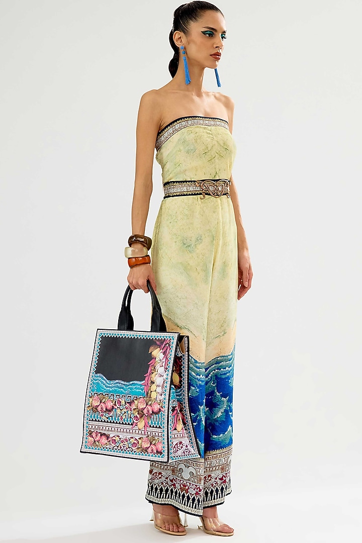 Vanilla & Blue Bamberg Crepe Printed Jumpsuit by Rajdeep Ranawat at Pernia's Pop Up Shop