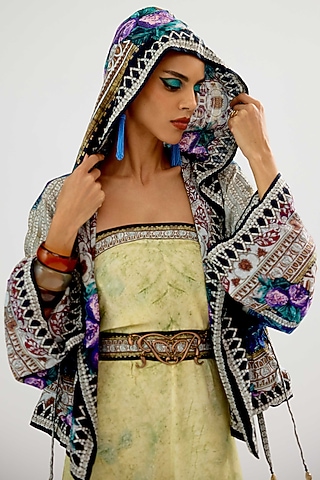 Vanilla & Blue Cotton Flex Printed Jacket by Rajdeep Ranawat