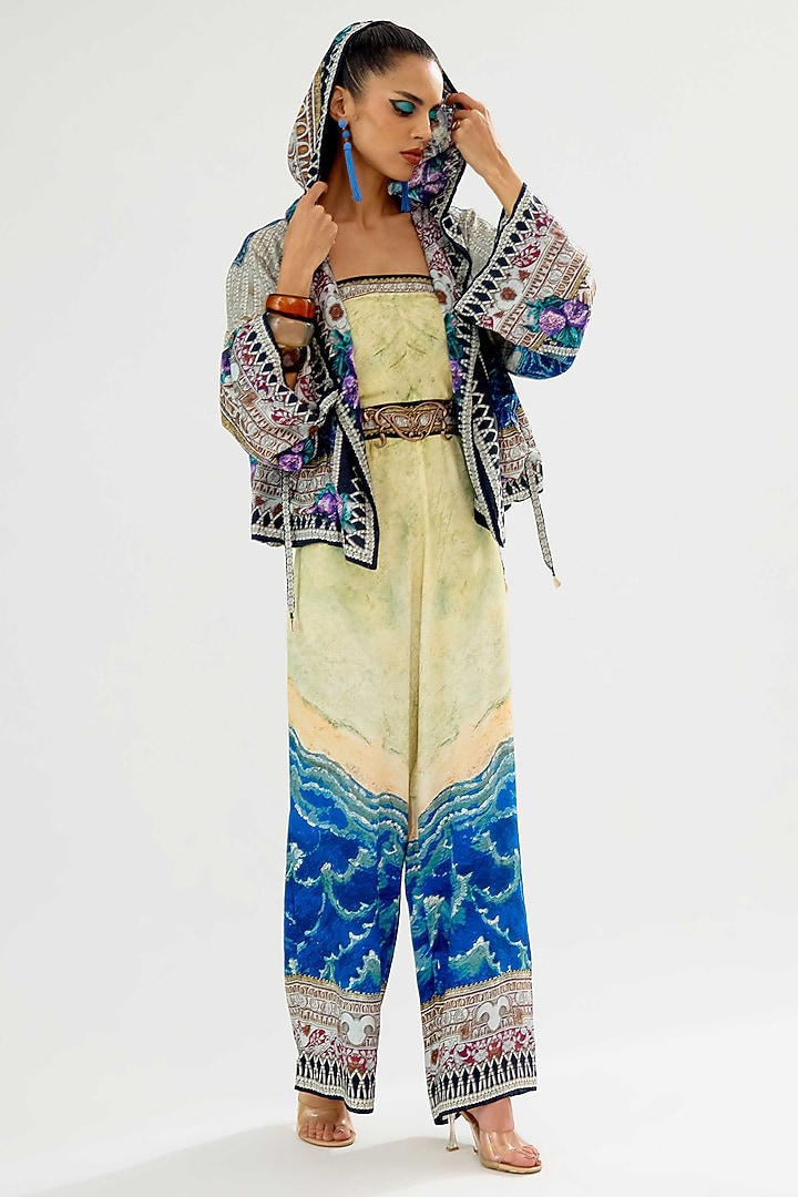Vanilla & Blue Cotton Flex Printed Jacket by Rajdeep Ranawat at Pernia's Pop Up Shop