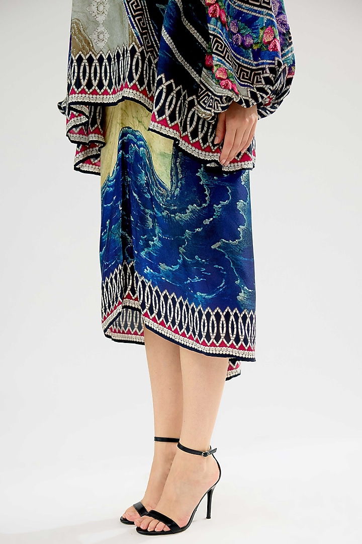 Vanilla & Blue Modal Satin Printed Co-Ord Set by Rajdeep Ranawat at Pernia's Pop Up Shop