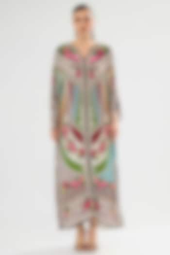 Multi-Colored Bamberg Crepe Printed Vacation Dress by Rajdeep Ranawat at Pernia's Pop Up Shop