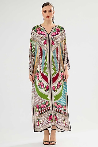Multi-Colored Bamberg Crepe Printed Dress by Rajdeep Ranawat