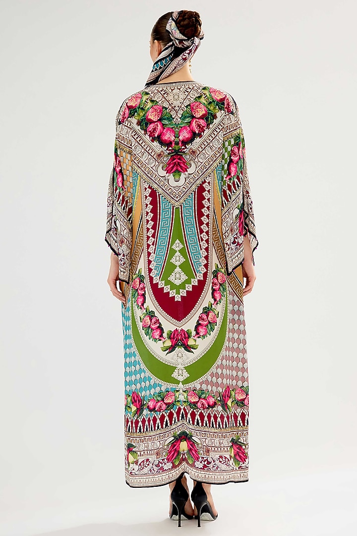 Multi-Colored Bamberg Crepe Printed Vacation Dress by Rajdeep Ranawat at Pernia's Pop Up Shop