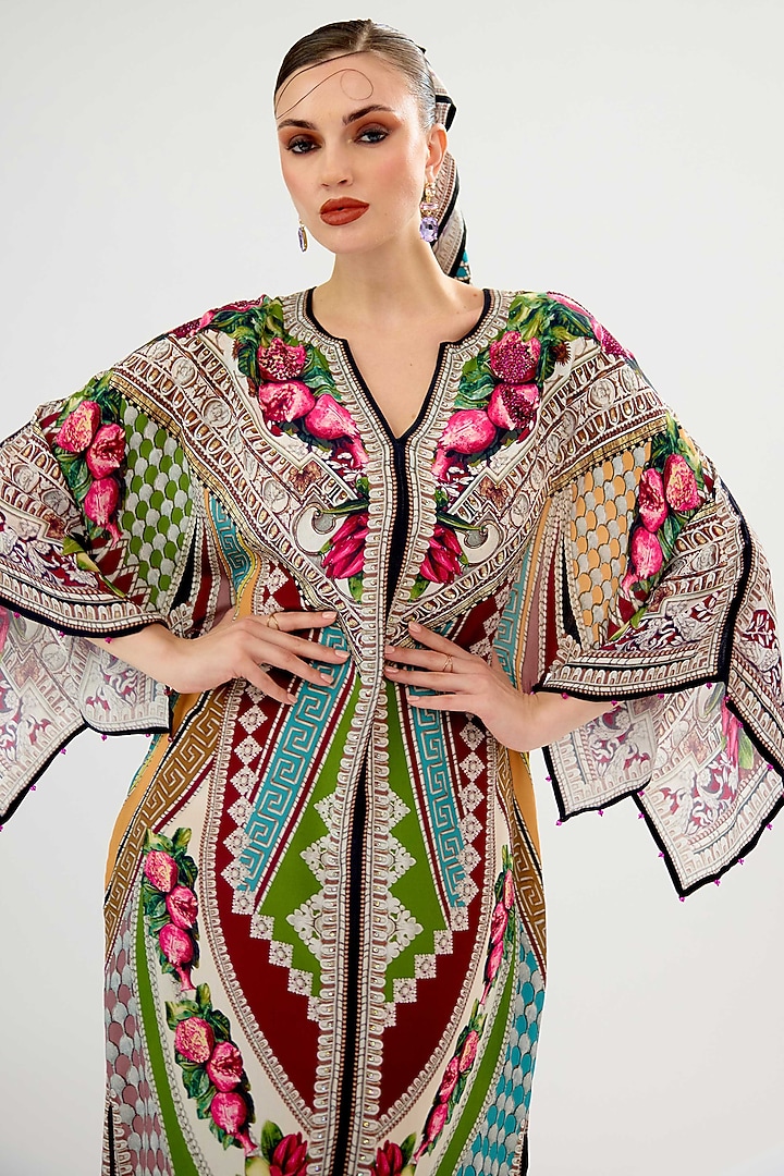 Multi-Colored Bamberg Crepe Printed Vacation Dress by Rajdeep Ranawat at Pernia's Pop Up Shop