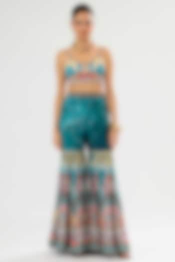 Teal & Black Poly Lycra Printed Sharara by Rajdeep Ranawat at Pernia's Pop Up Shop