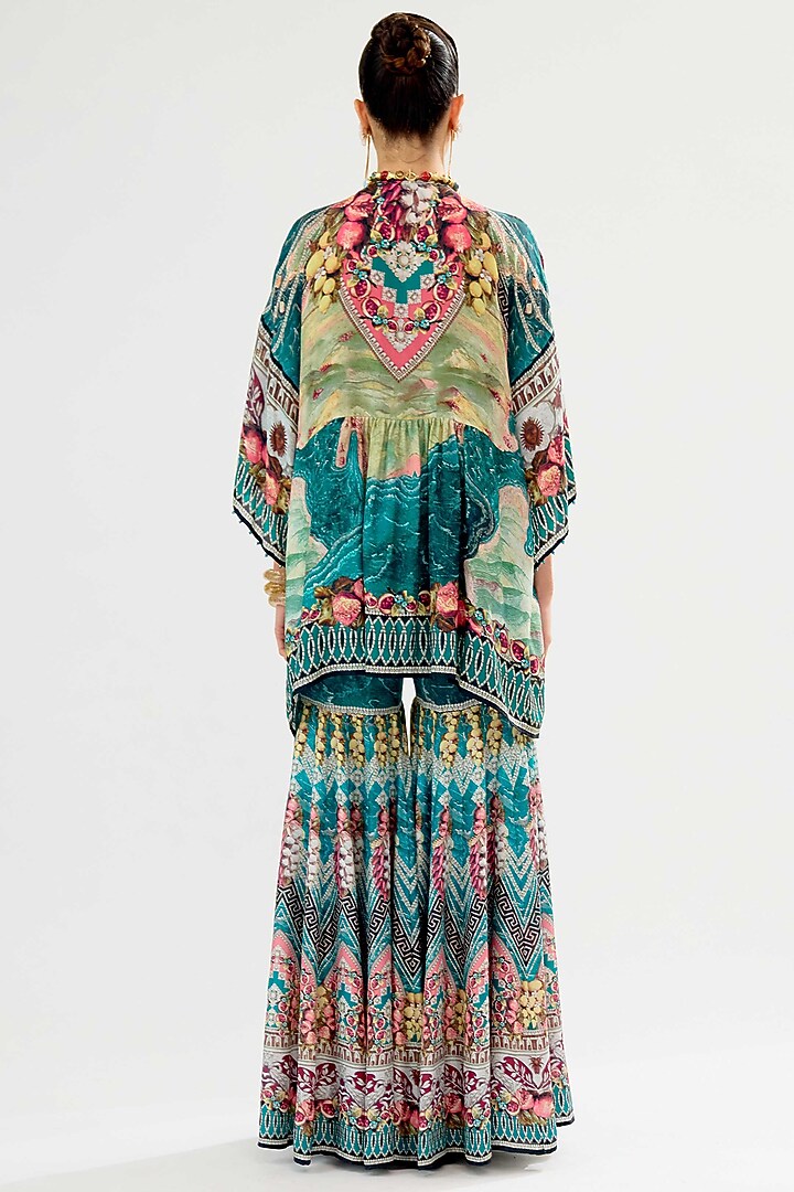 Teal & Black Silk Sharara by Rajdeep Ranawat at Pernia's Pop Up Shop