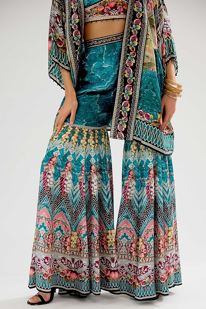 Teal & Black Silk Sharara by Rajdeep Ranawat at Pernia's Pop Up Shop