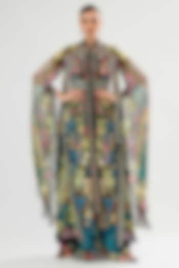 Teal & Black Silk Crepe Jumpsuit by Rajdeep Ranawat at Pernia's Pop Up Shop