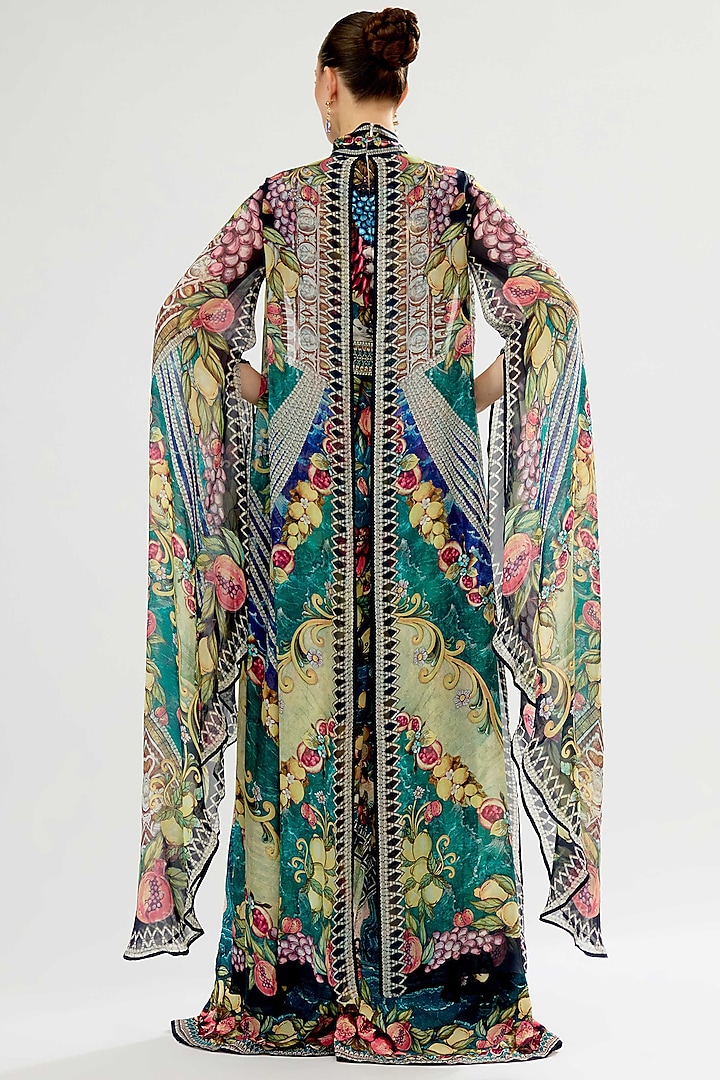 Teal & Black Silk Crepe Jumpsuit by Rajdeep Ranawat at Pernia's Pop Up Shop
