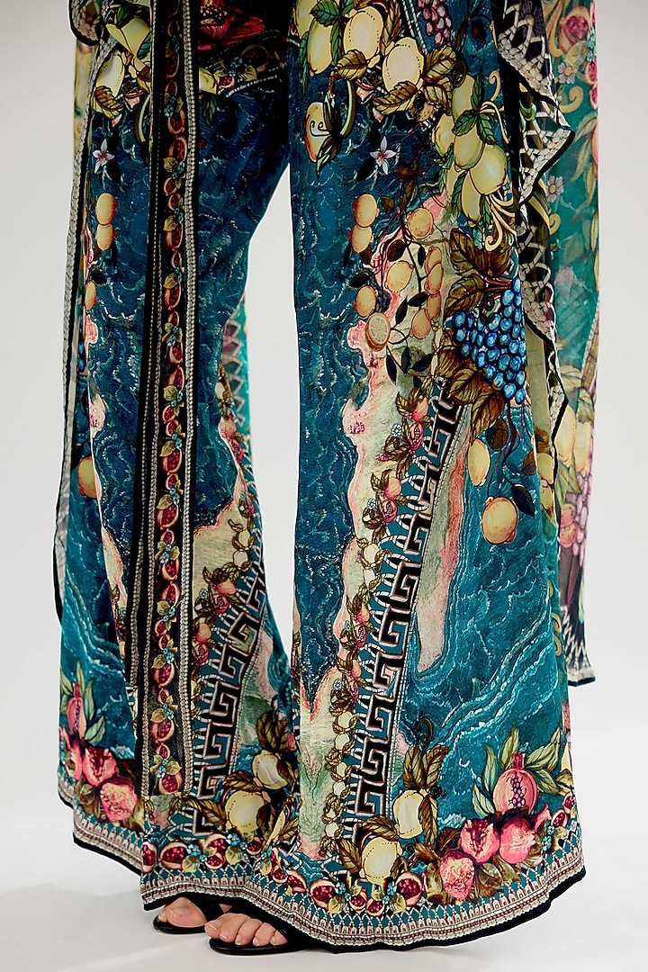 Teal & Black Silk Crepe Jumpsuit by Rajdeep Ranawat at Pernia's Pop Up Shop