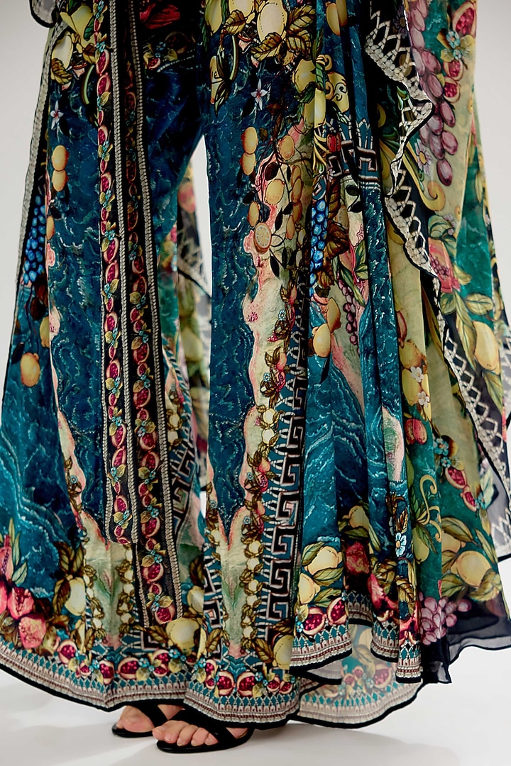 Teal & Black Silk Crepe Jumpsuit by Rajdeep Ranawat at Pernia's Pop Up Shop