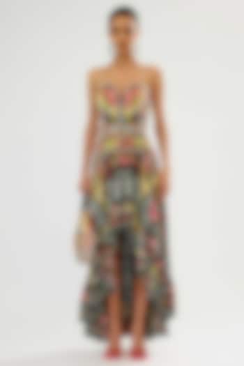 Black Satin Embroidered Corset by Rajdeep Ranawat at Pernia's Pop Up Shop
