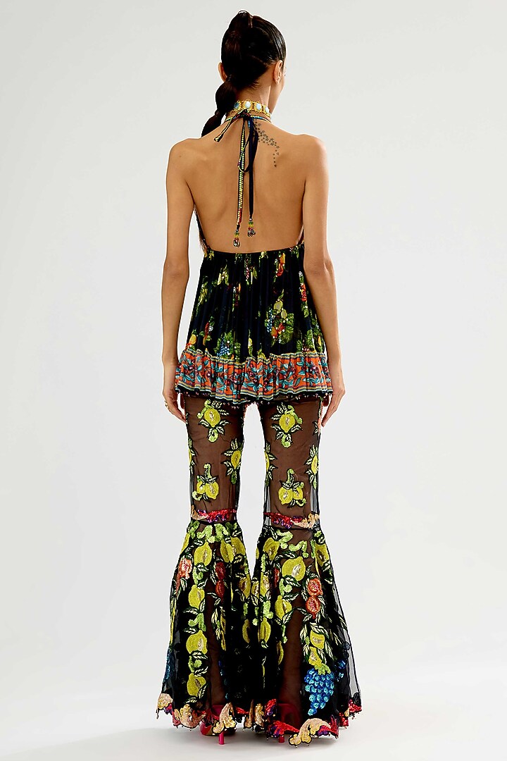Black Organza Embroidered Bridal Sharara Set by Rajdeep Ranawat at Pernia's Pop Up Shop