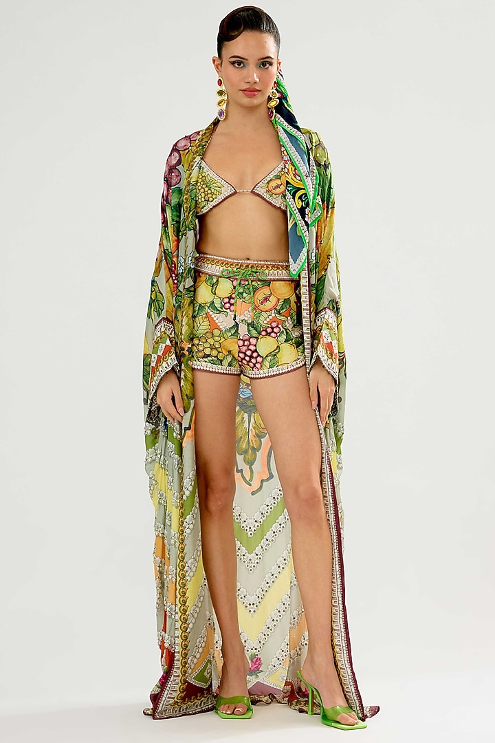 Olive & Lemon-Colored Silk Kimono Jacket by Rajdeep Ranawat at Pernia's Pop Up Shop