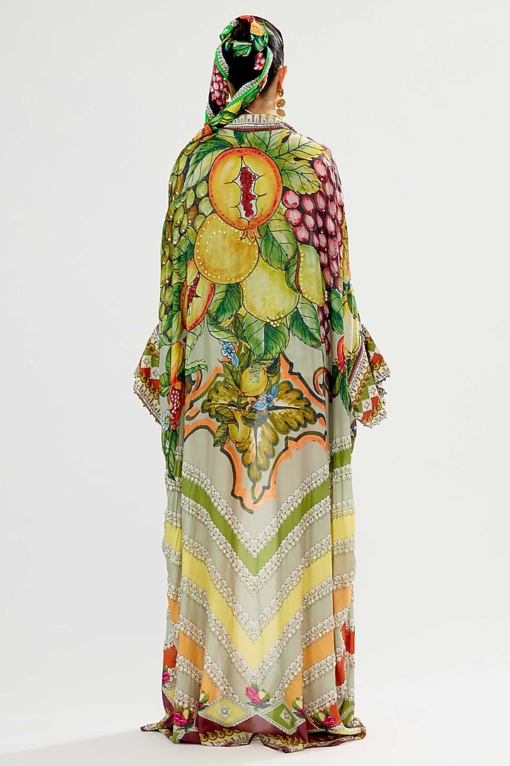 Olive & Lemon-Colored Silk Kimono Jacket by Rajdeep Ranawat at Pernia's Pop Up Shop