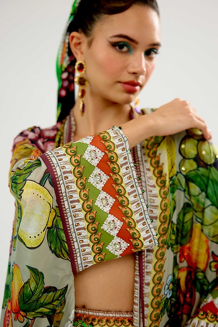 Olive & Lemon-Colored Silk Kimono Jacket by Rajdeep Ranawat at Pernia's Pop Up Shop