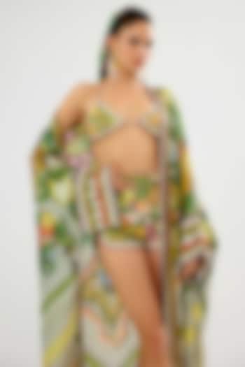Olive & Lemon-Colored Poly Lycra Printed Shorts by Rajdeep Ranawat at Pernia's Pop Up Shop