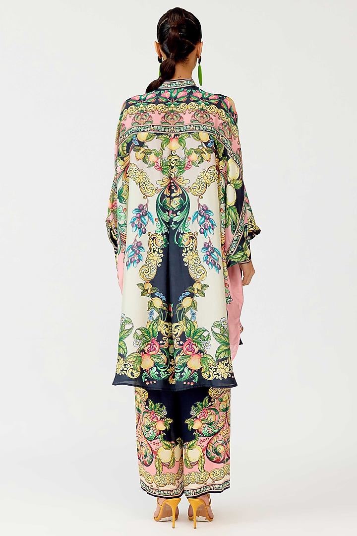 Ivory-Black Silk Placket Kurta by Rajdeep Ranawat at Pernia's Pop Up Shop