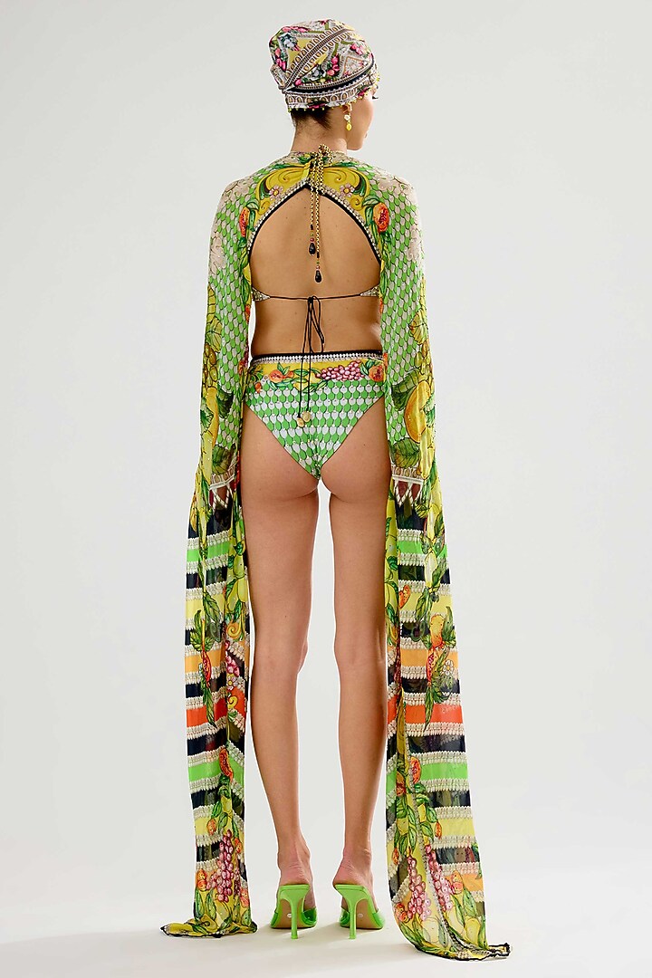 Lime-Colored Poly Lycra Printed Swimsuit by Rajdeep Ranawat at Pernia's Pop Up Shop