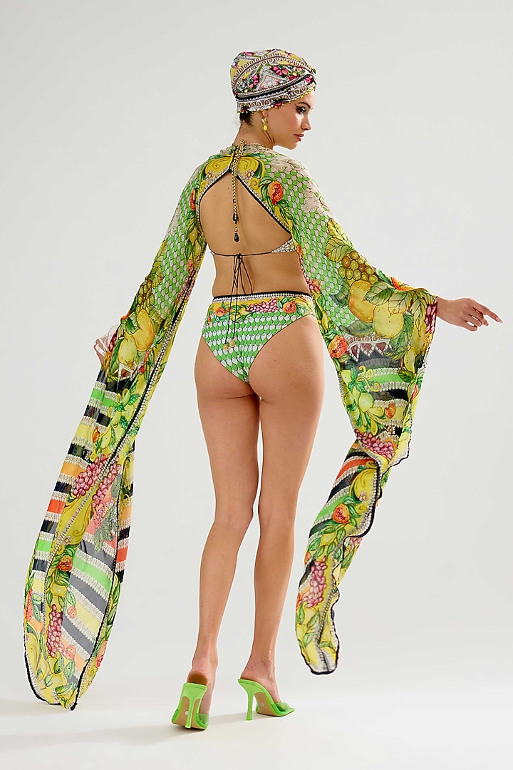 Lime-Colored Poly Lycra Printed Swimsuit by Rajdeep Ranawat at Pernia's Pop Up Shop