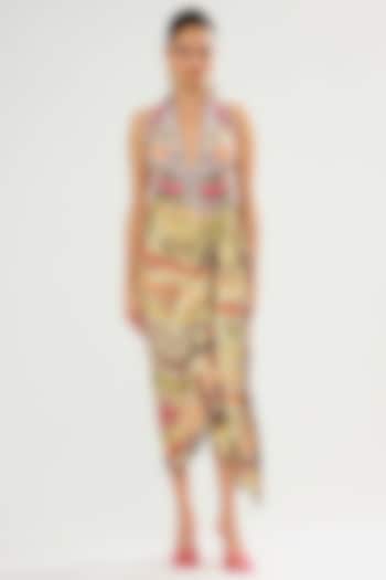 Multi-Colored Poly Chiffon Printed Sarong by Rajdeep Ranawat at Pernia's Pop Up Shop