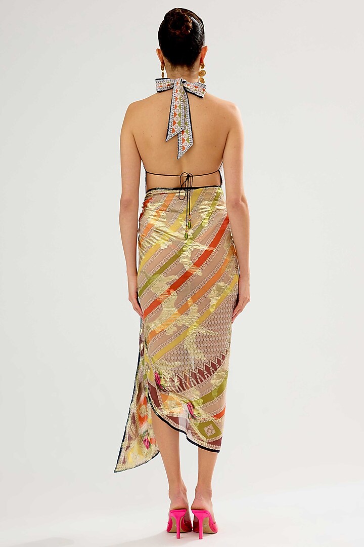 Multi-Colored Poly Chiffon Printed Sarong by Rajdeep Ranawat at Pernia's Pop Up Shop