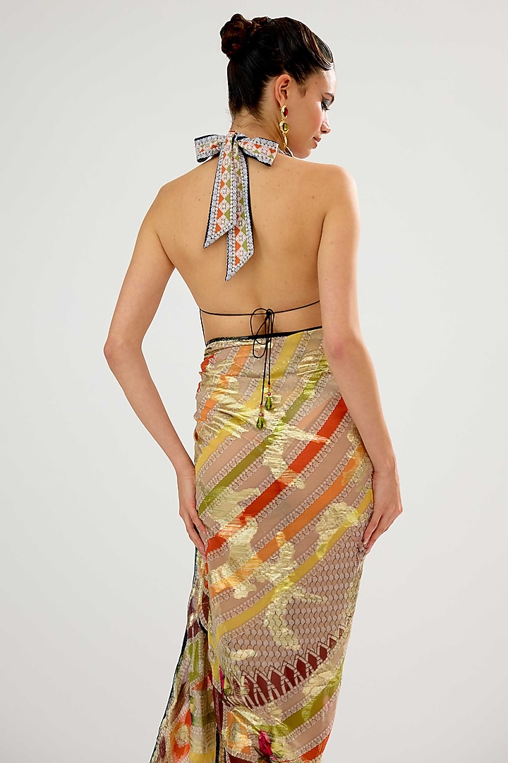 Multi-Colored Poly Chiffon Printed Sarong by Rajdeep Ranawat at Pernia's Pop Up Shop