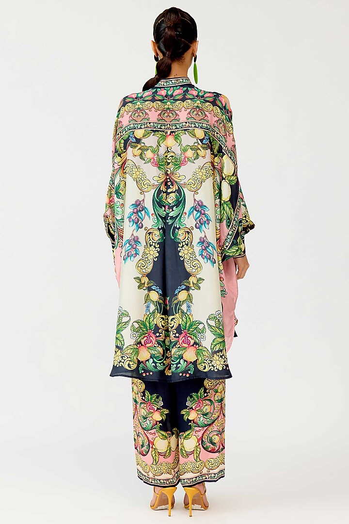 Ivory-Black Modal Satin Printed Pants by Rajdeep Ranawat at Pernia's Pop Up Shop