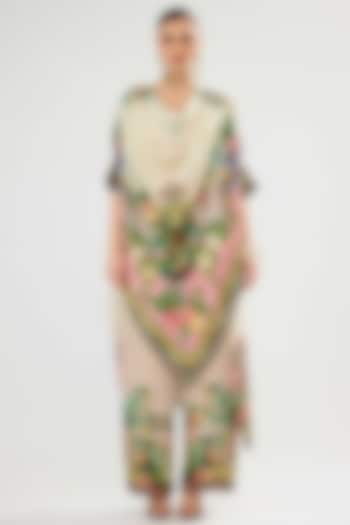 Ivory-Blush Silk Cowl Kaftan Tunic by Rajdeep Ranawat at Pernia's Pop Up Shop