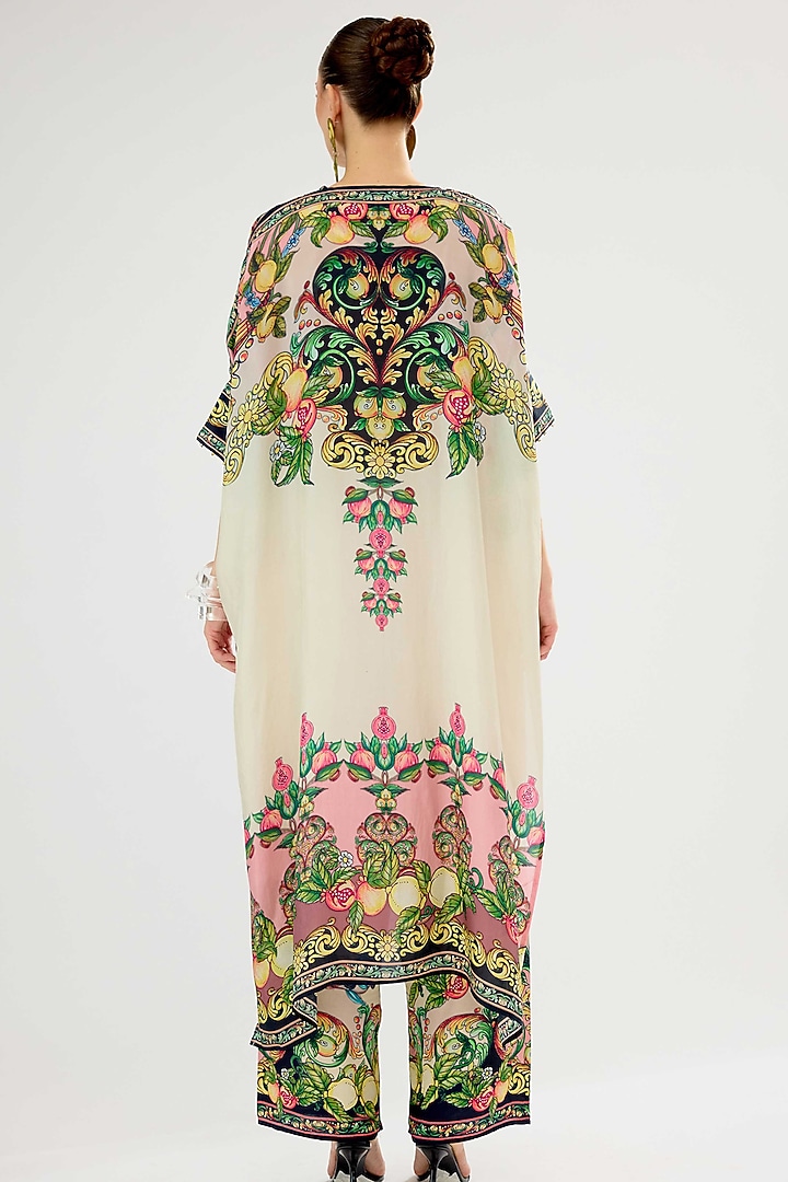 Ivory-Blush Silk Cowl Kaftan Tunic by Rajdeep Ranawat at Pernia's Pop Up Shop