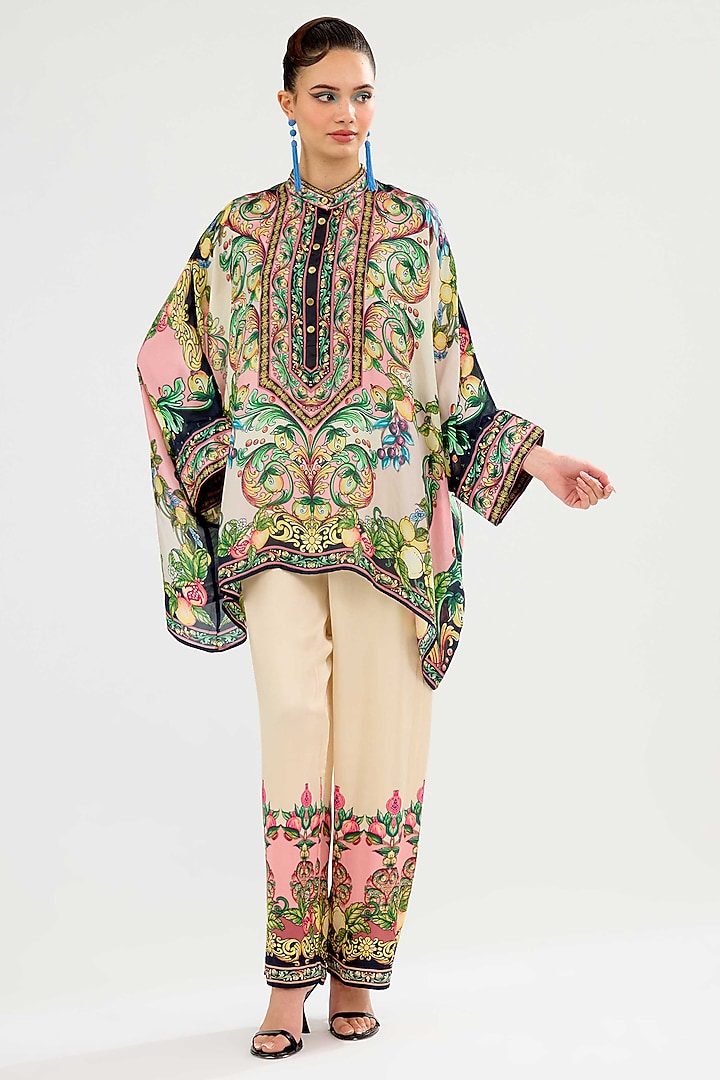Ivory-Blush Silk Tunic by Rajdeep Ranawat at Pernia's Pop Up Shop