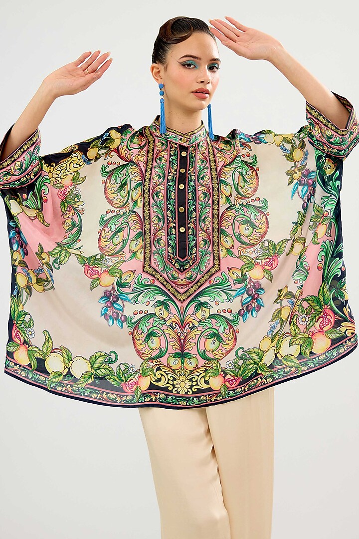 Ivory-Blush Silk Tunic by Rajdeep Ranawat at Pernia's Pop Up Shop