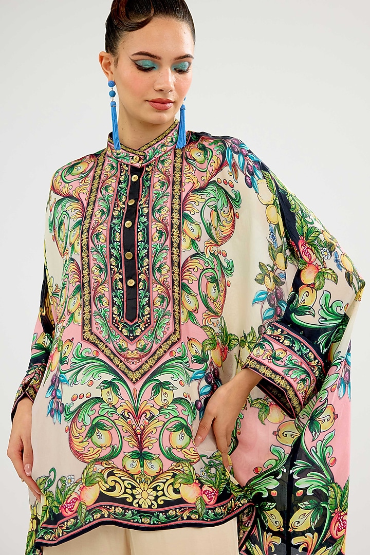 Ivory-Blush Silk Tunic by Rajdeep Ranawat at Pernia's Pop Up Shop