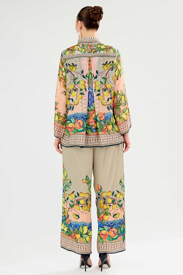Taupe-Peach Silk Shirt Top by Rajdeep Ranawat at Pernia's Pop Up Shop