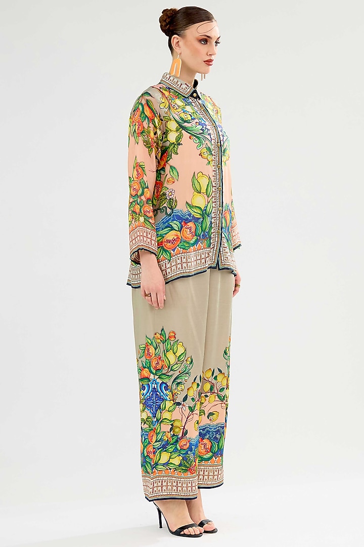 Taupe-Peach Silk Shirt Top by Rajdeep Ranawat at Pernia's Pop Up Shop