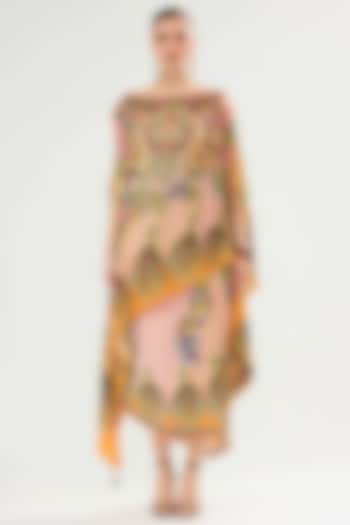 Peach-Orange Silk Printed Skirt Set by Rajdeep Ranawat at Pernia's Pop Up Shop