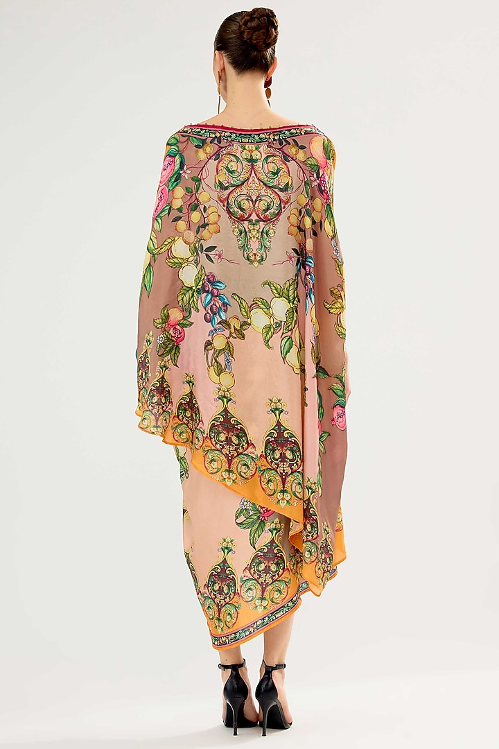 Peach-Orange Silk Printed Skirt Set by Rajdeep Ranawat at Pernia's Pop Up Shop