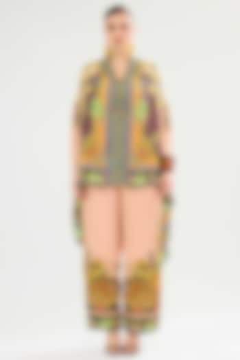 Peach-Orange Silk Cape by Rajdeep Ranawat at Pernia's Pop Up Shop