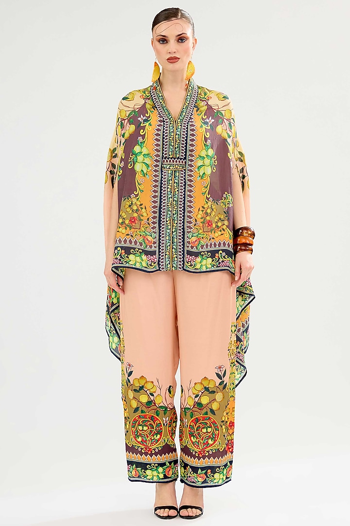 Peach-Orange Silk Cape by Rajdeep Ranawat at Pernia's Pop Up Shop