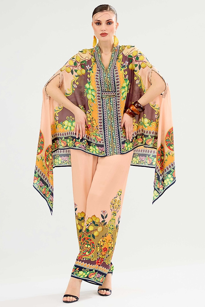 Peach-Orange Silk Cape by Rajdeep Ranawat at Pernia's Pop Up Shop