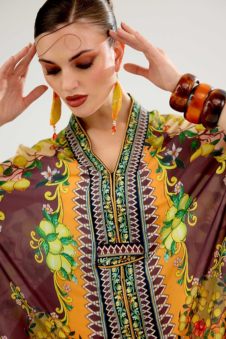 Peach-Orange Modal Satin Printed Pants by Rajdeep Ranawat at Pernia's Pop Up Shop