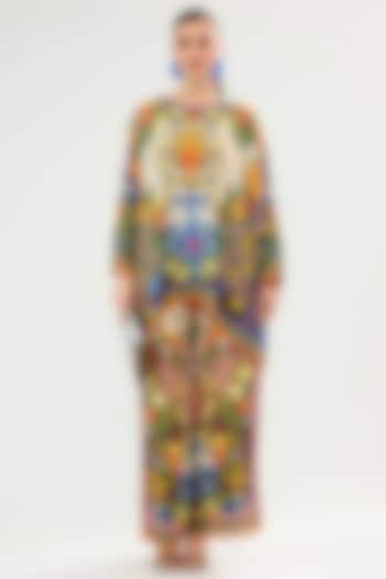Ivory & Multi-Colored Silk Palazzo Pants by Rajdeep Ranawat at Pernia's Pop Up Shop