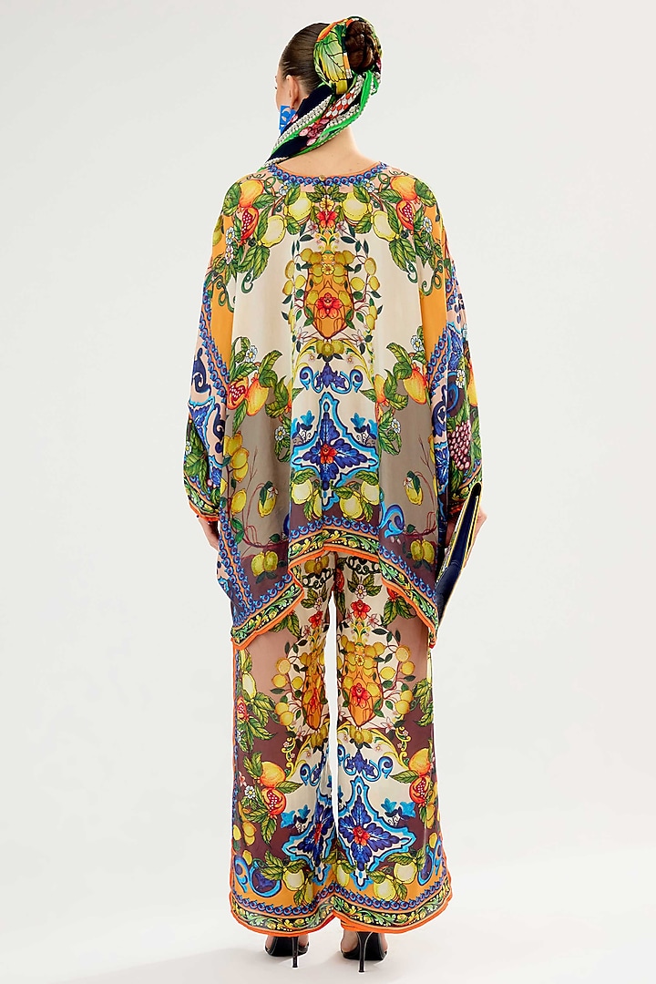 Ivory & Multi-Colored Silk Palazzo Pants by Rajdeep Ranawat at Pernia's Pop Up Shop