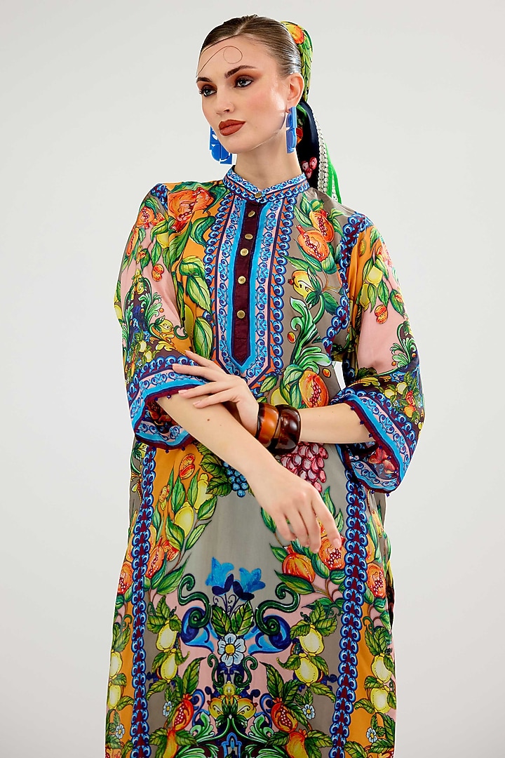 Orange -Taupe Silk Tunic by Rajdeep Ranawat at Pernia's Pop Up Shop